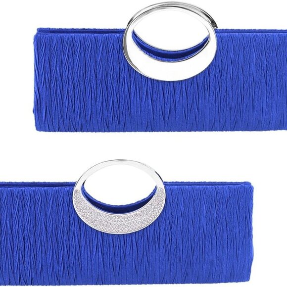 Rhinestone Satin Evening Clutch Bag Bridal Wedding Party Handbag - Picture 2 of 6